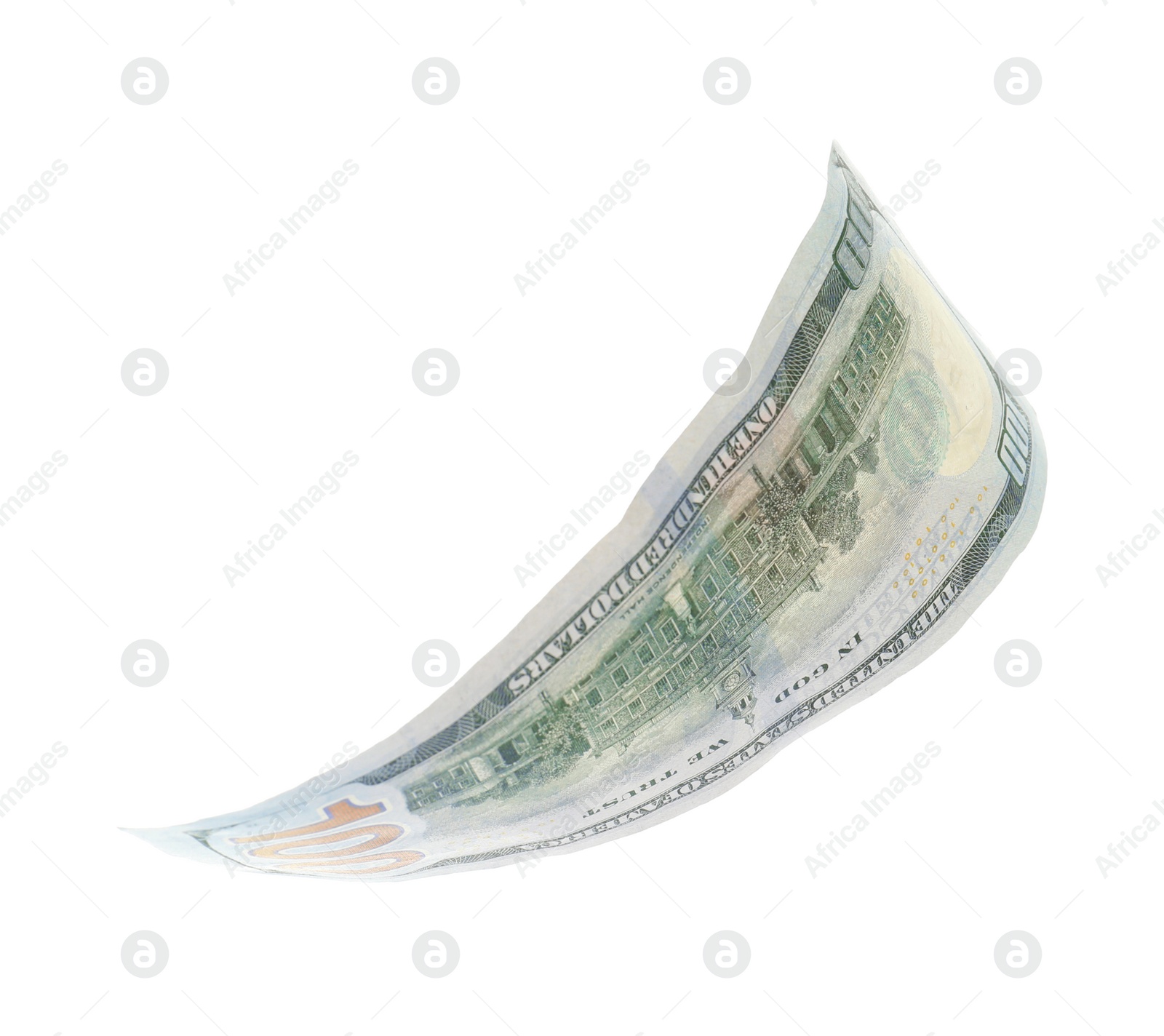 Photo of One dollar banknote on white background. National American currency