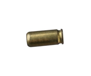 Cartridge case isolated on white. Firearm ammunition
