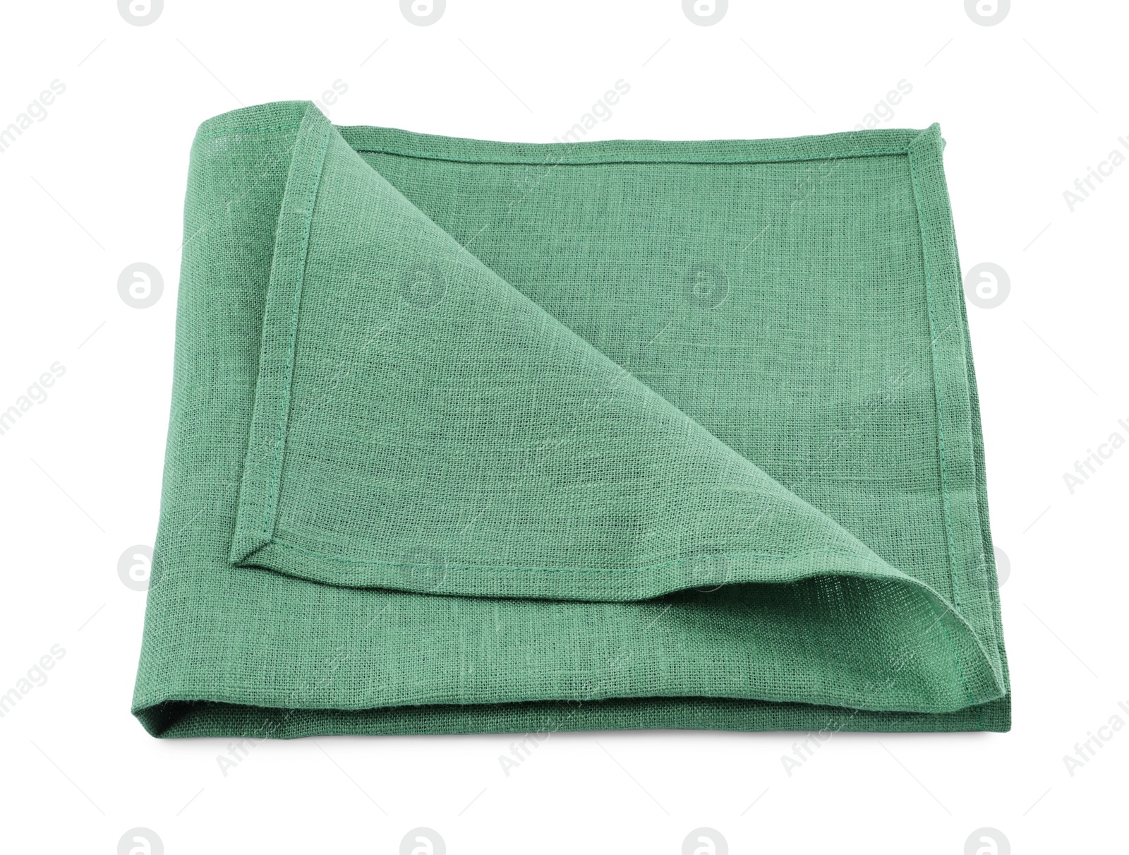 Photo of Green cloth kitchen napkin isolated on white