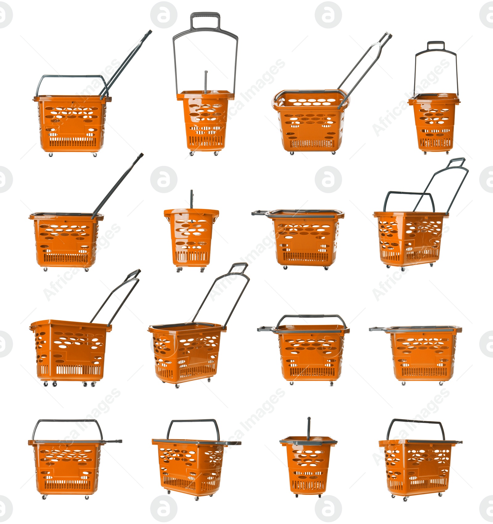 Image of Set of shopping baskets on white background