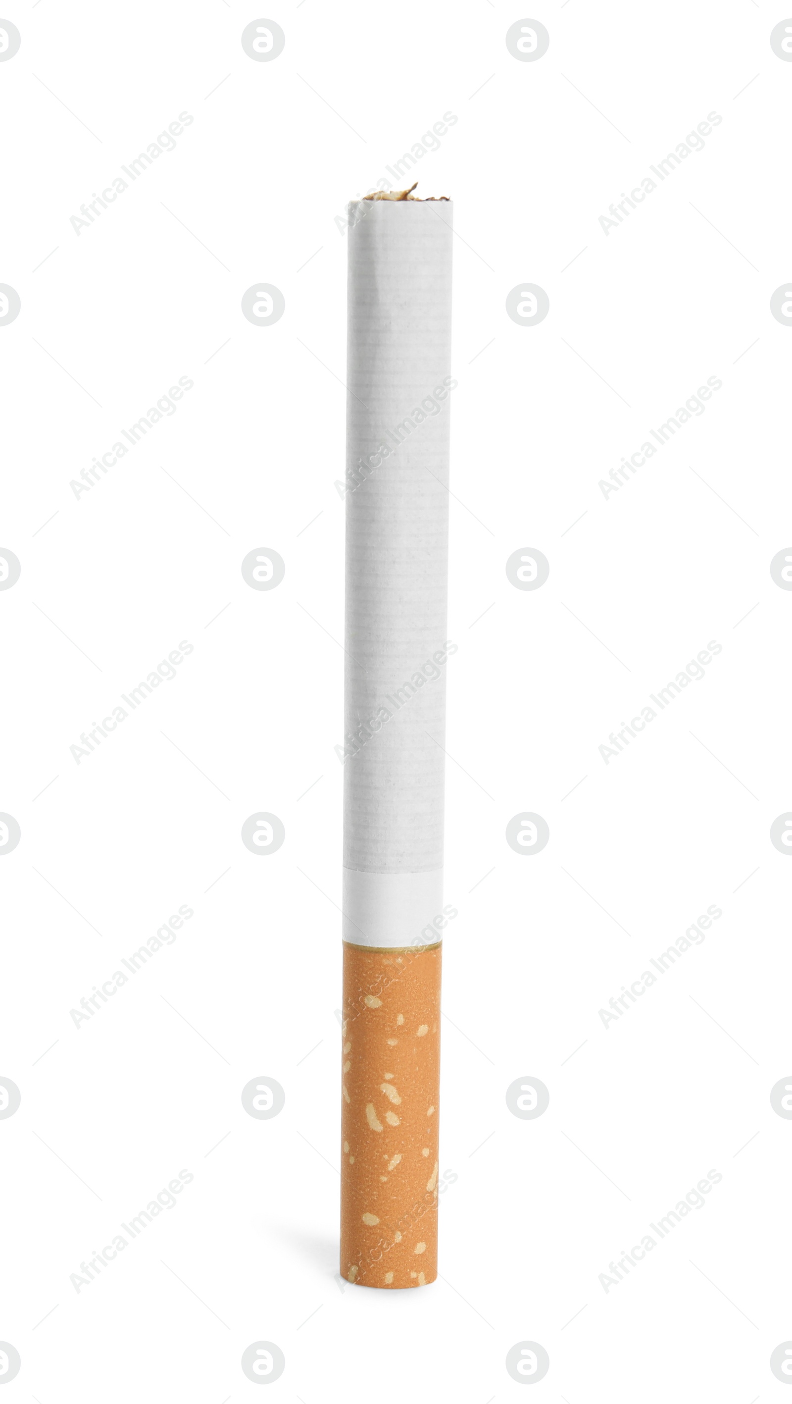 Photo of Cigarette with orange filter isolated on white