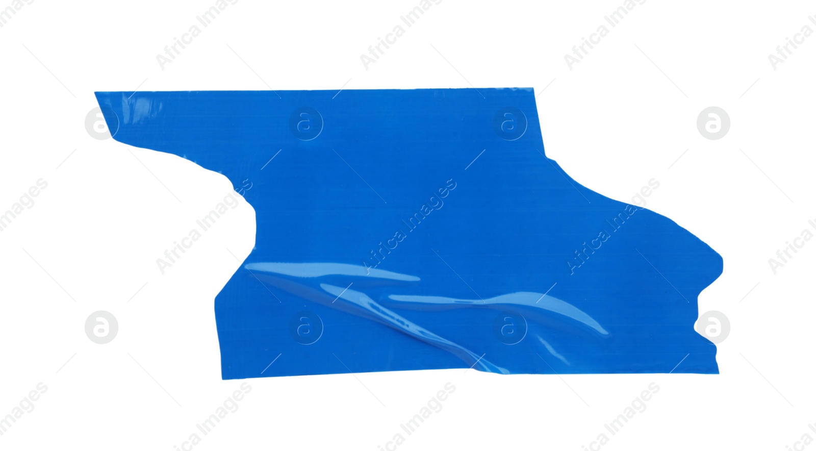 Photo of Piece of blue adhesive tape isolated on white, top view