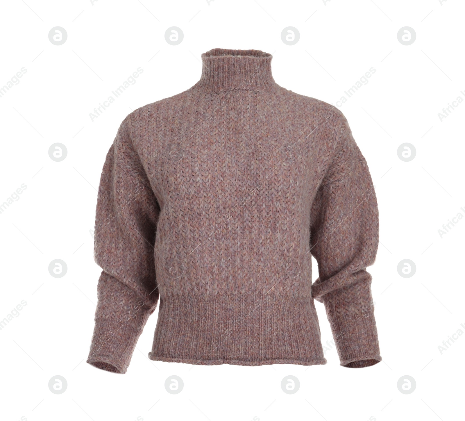 Photo of Warm pink polo neck sweater isolated in white