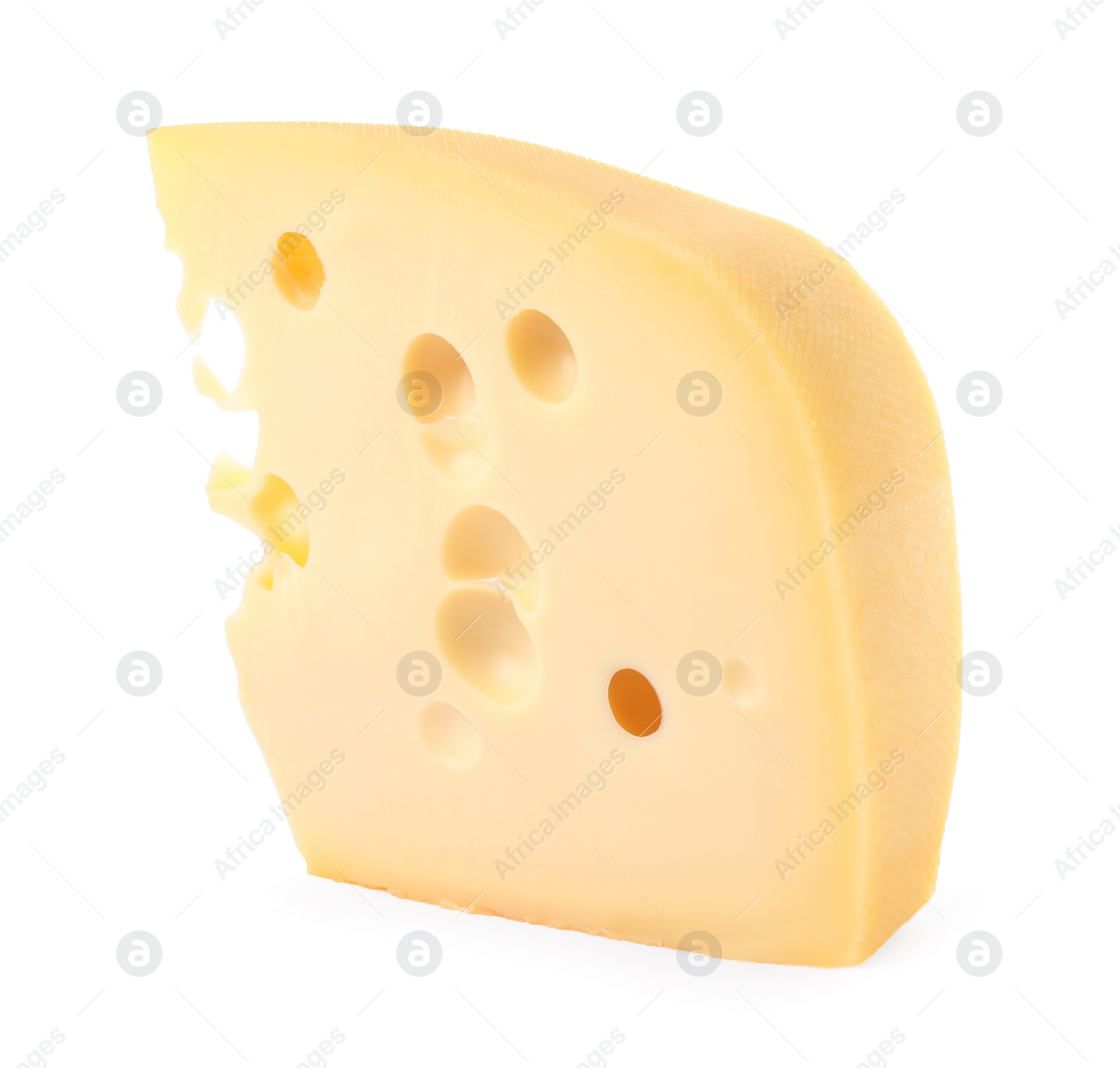 Photo of Piece of delicious cheese isolated on white