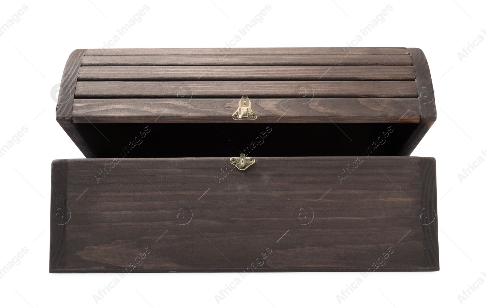 Photo of Old wooden treasure chest isolated on white