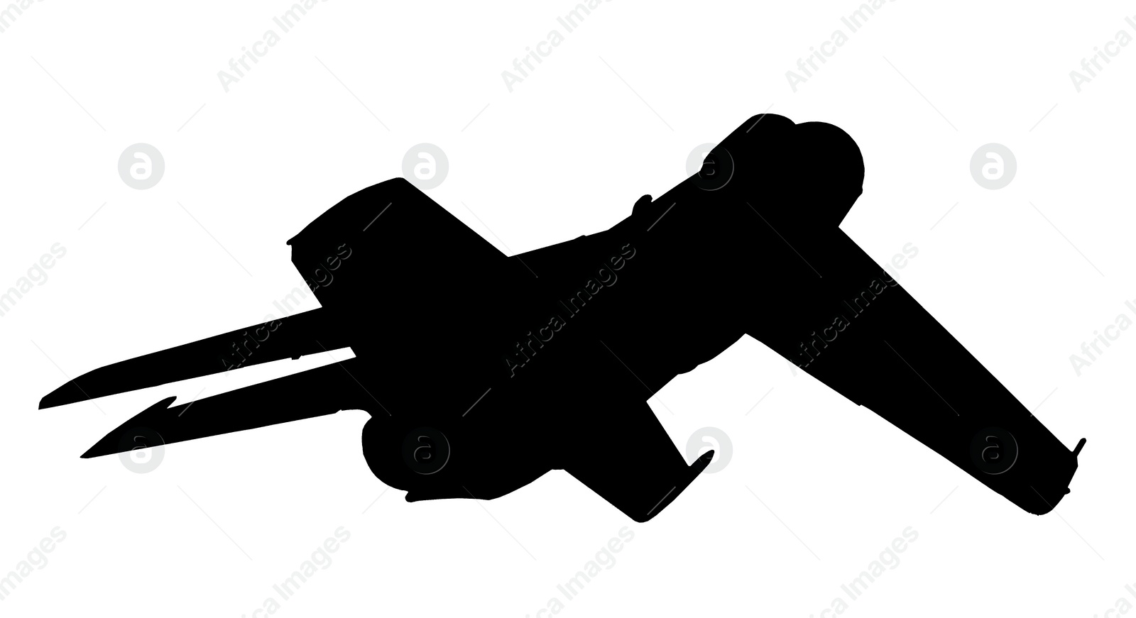 Image of Silhouette of army jet fighter isolated on white. Military machinery