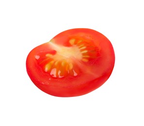 Half of fresh ripe tomato isolated on white. Healthy vegetable