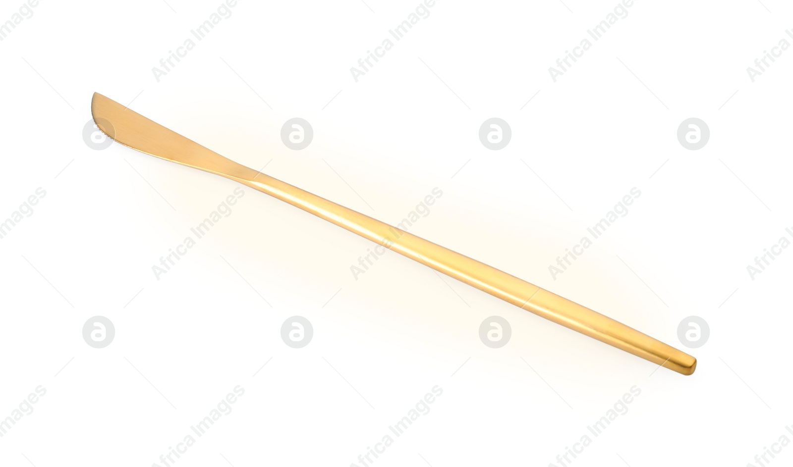 Photo of One shiny golden knife isolated on white