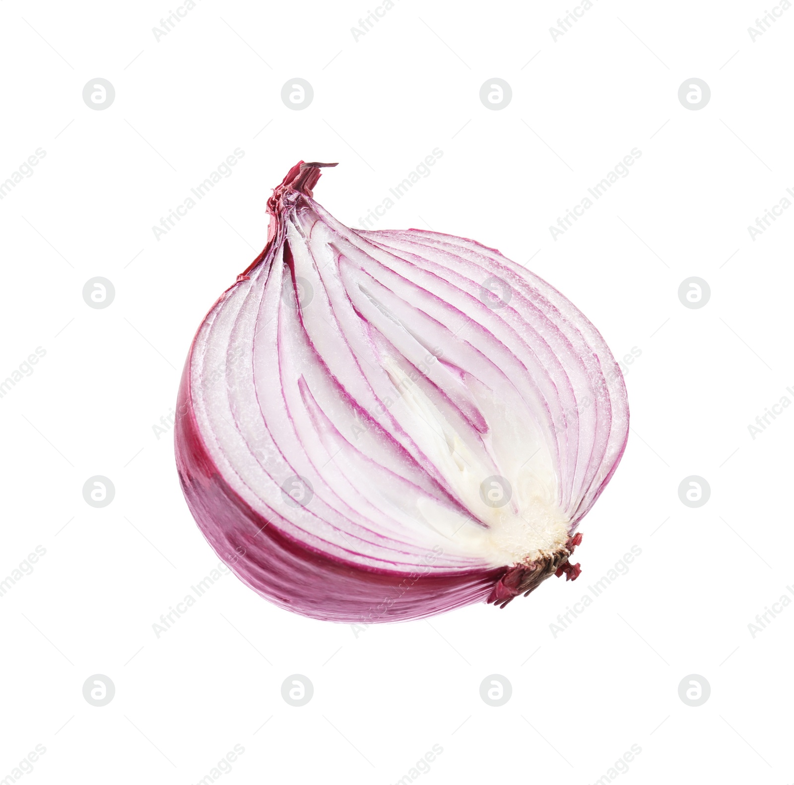 Photo of Half of fresh red ripe onion isolated on white