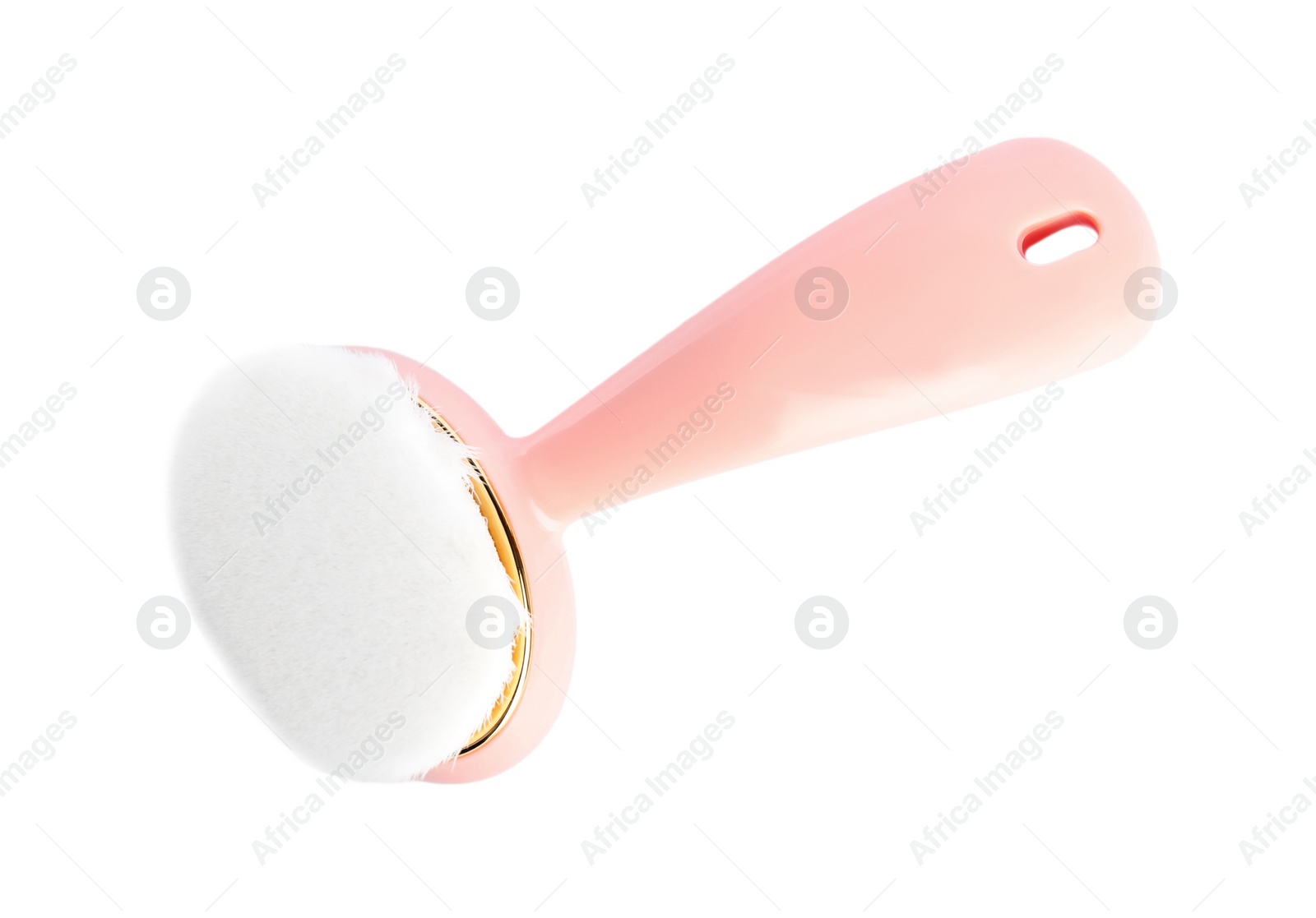 Photo of Face cleansing brush isolated on white, top view. Cosmetics tool