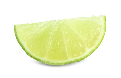 Photo of Slice of fresh green ripe lime isolated on white