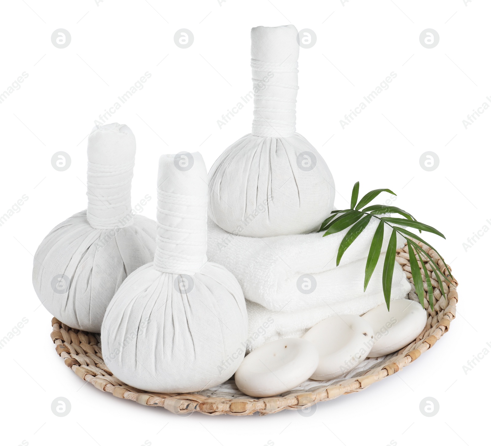 Photo of Beautiful composition with different spa products on white background