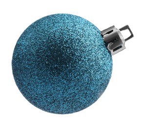 Photo of Beautiful blue Christmas ball isolated on white