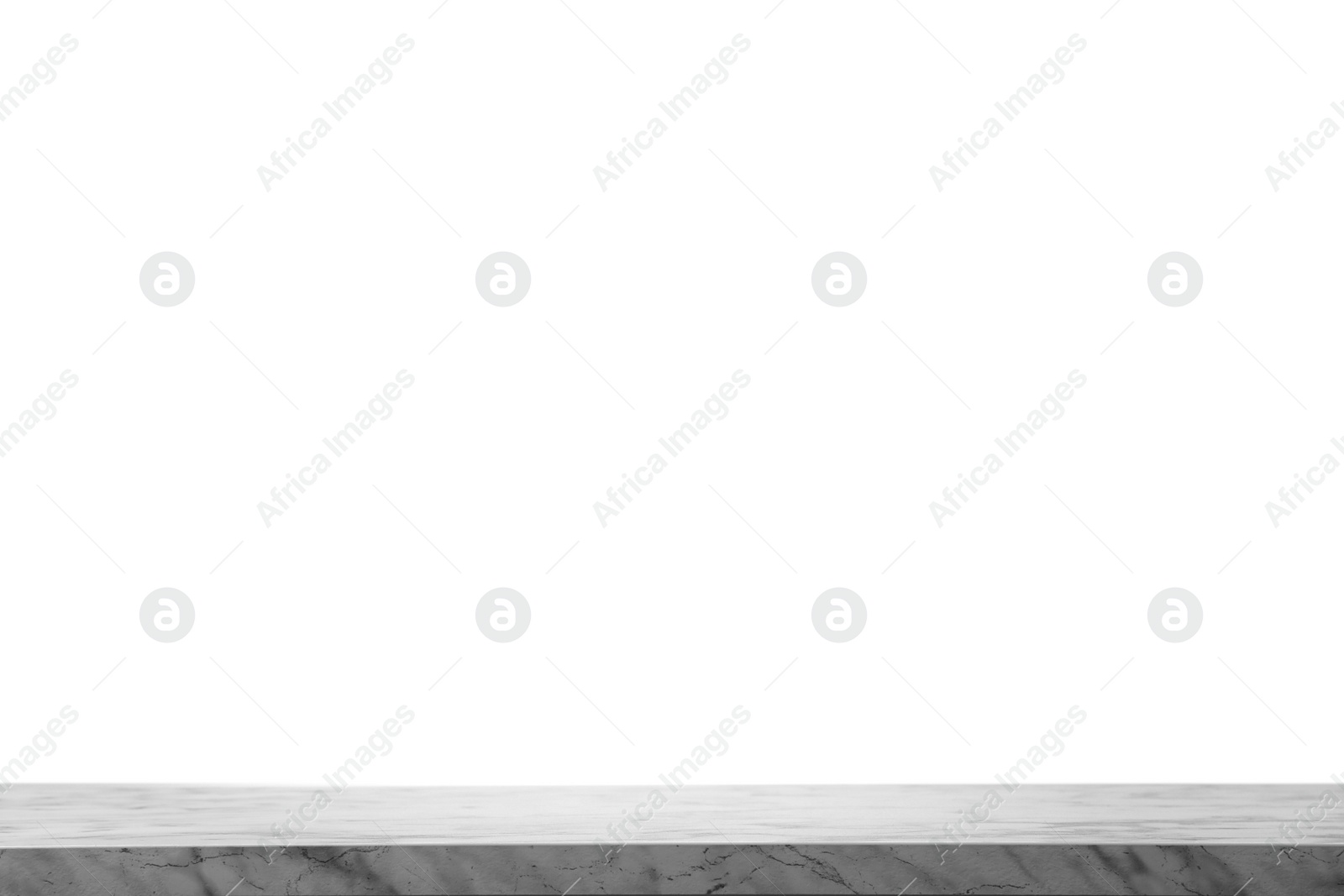 Photo of Empty marble surface against white background. Mockup for design