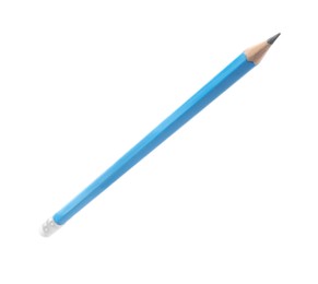 One sharp graphite pencil isolated on white