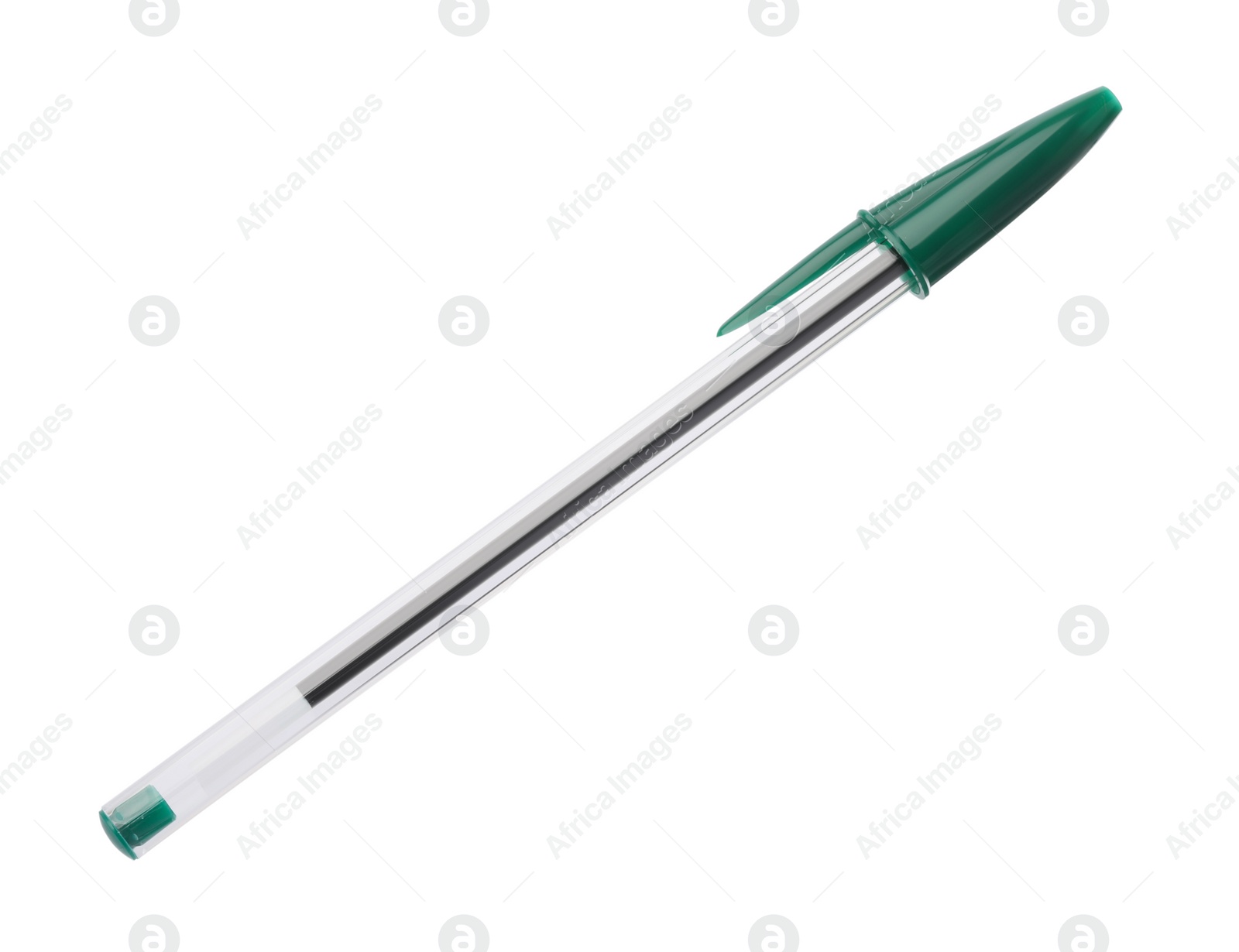Photo of New stylish green pen isolated on white