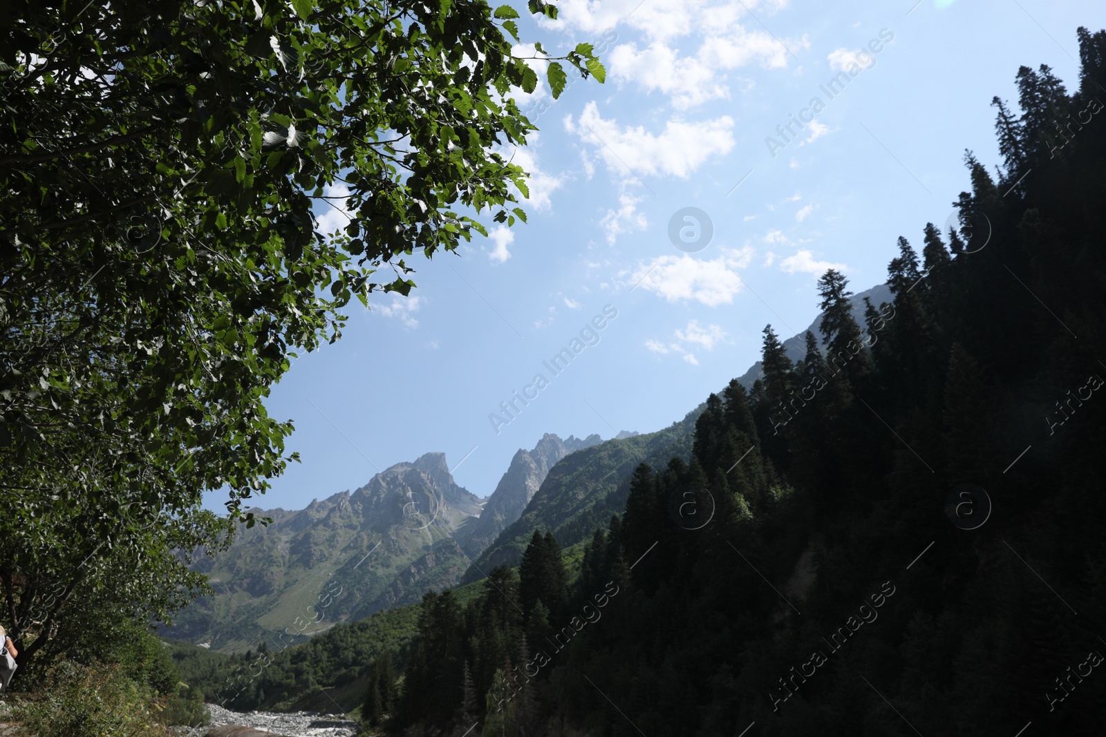 Photo of Picturesque view of beautiful mountain landscape under blue sky