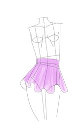 Fashion sketch. Stylish skirt on mannequin against white background, illustration