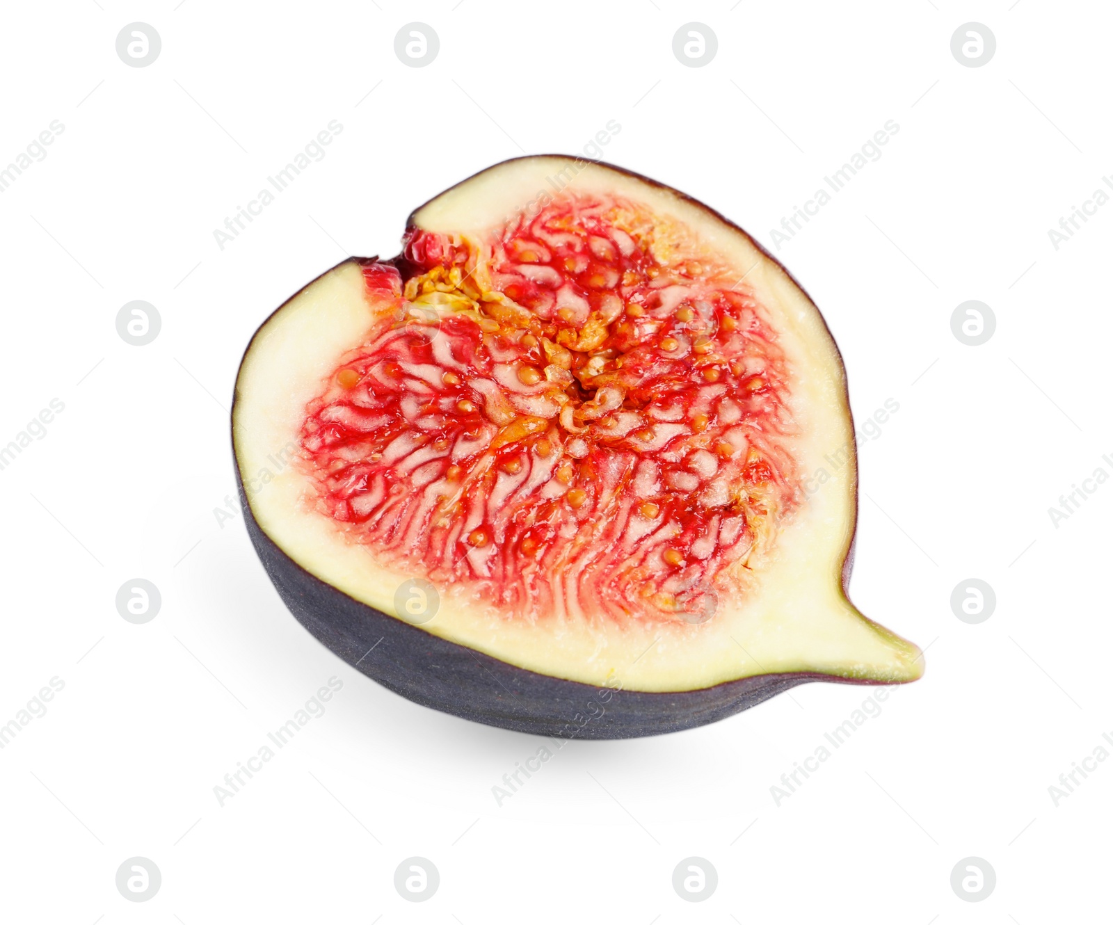 Photo of Half of ripe fresh fig isolated on white