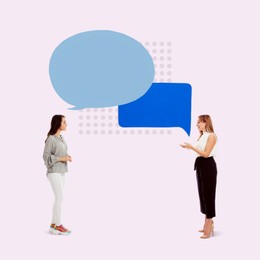 Dialogue. Women with speech bubbles above them on white background
