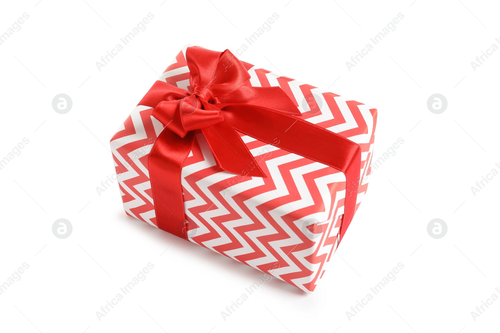 Photo of Beautifully wrapped gift box on white background