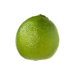 Photo of Citrus fruit. One fresh ripe lime isolated on white