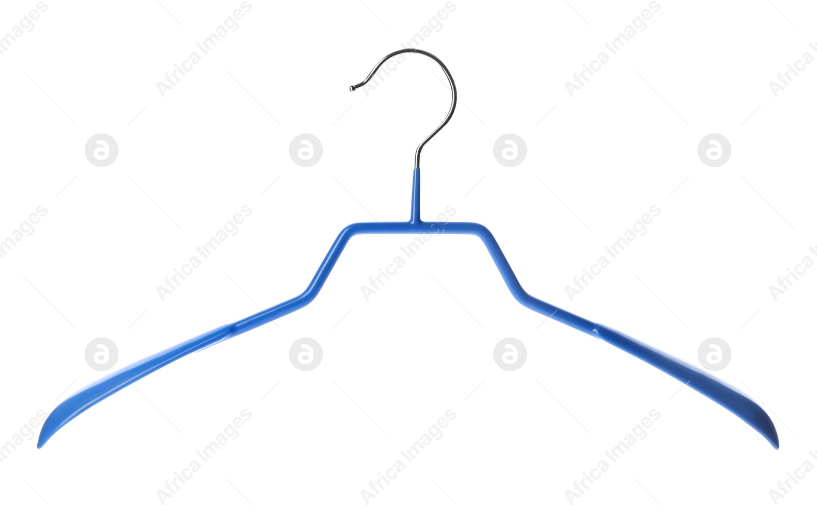 Photo of Empty plastic hanger isolated on white. Wardrobe accessory