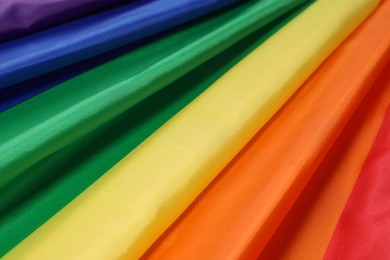 Rainbow LGBT flag as background, closeup view