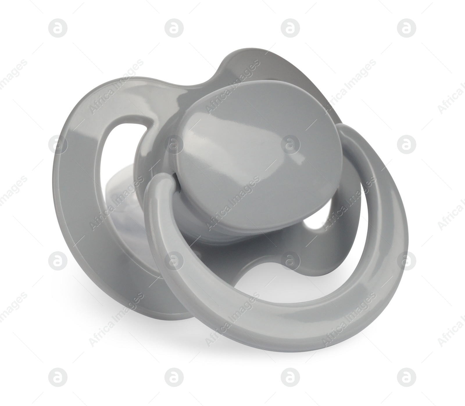 Photo of New light grey baby pacifier isolated on white