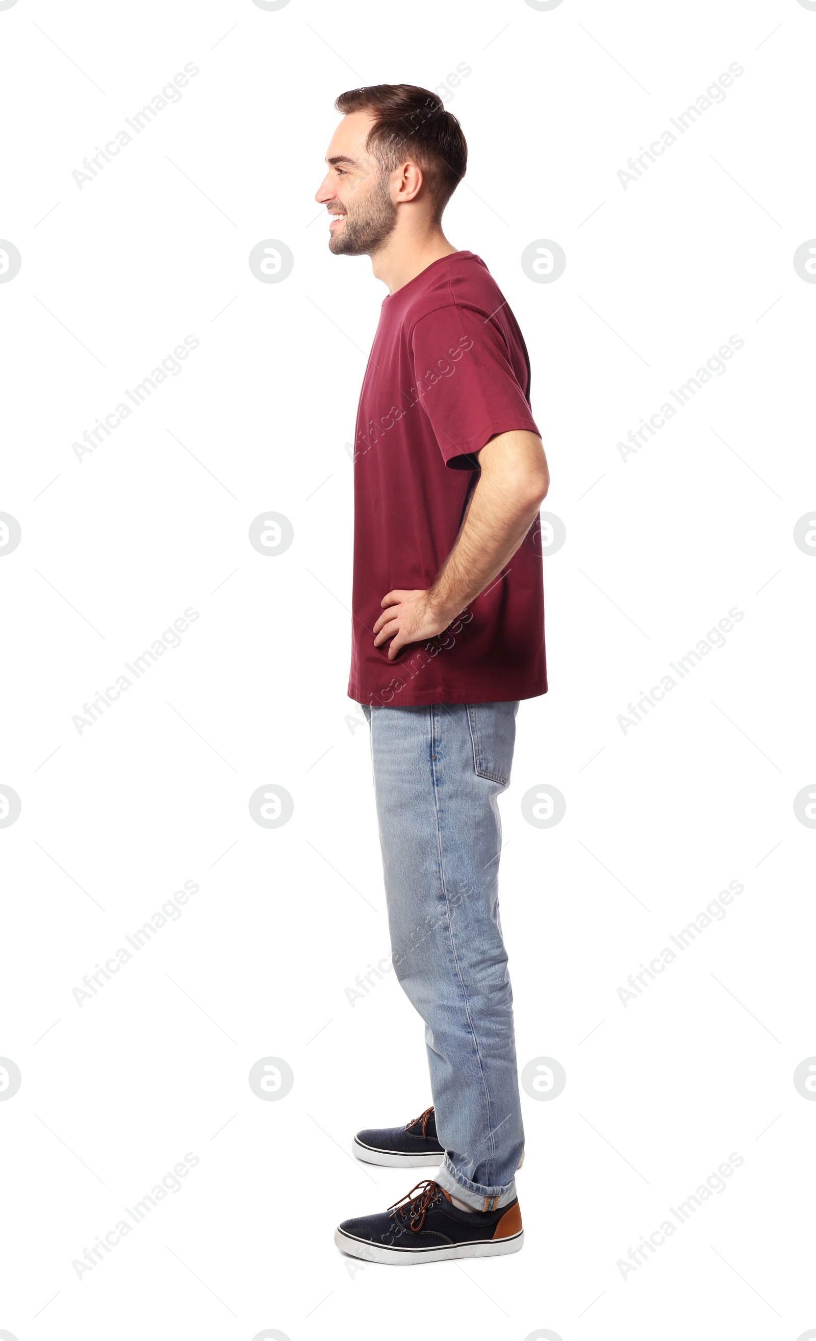 Photo of Full length portrait of handsome man posing on white background