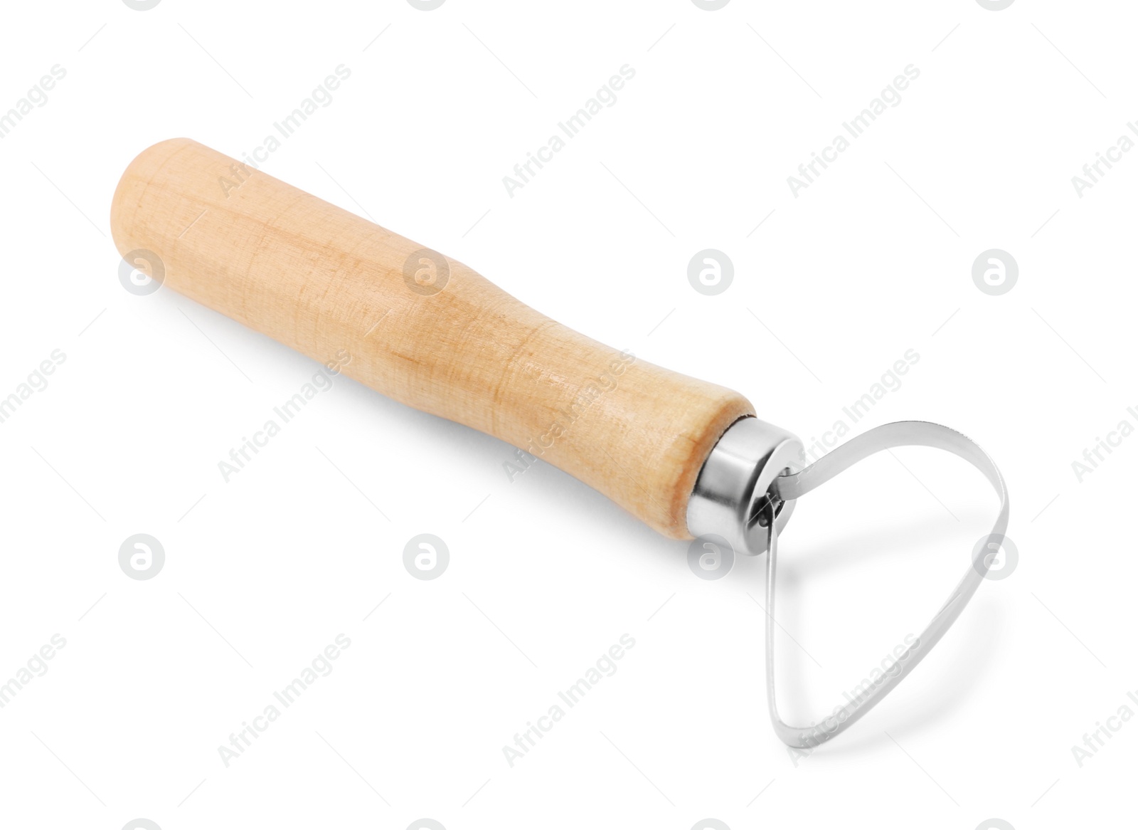 Photo of Loop tool with wooden handle for clay modeling isolated on white