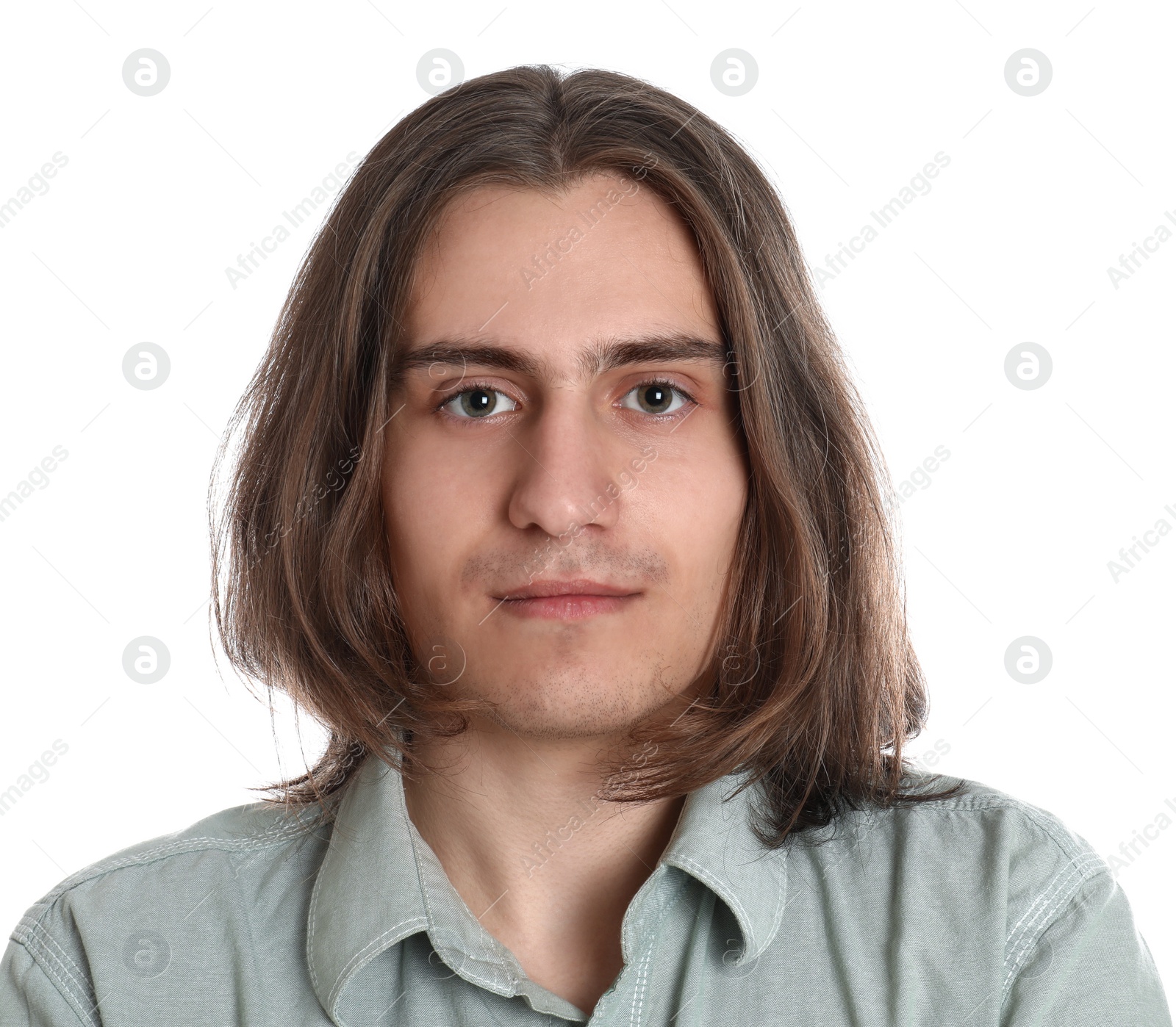 Photo of Portrait of young man on white background