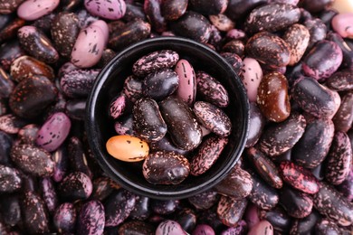 Photo of Bowl on dry kidney beans, top view