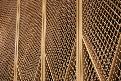 Golden metal construction on dark background. Modern design