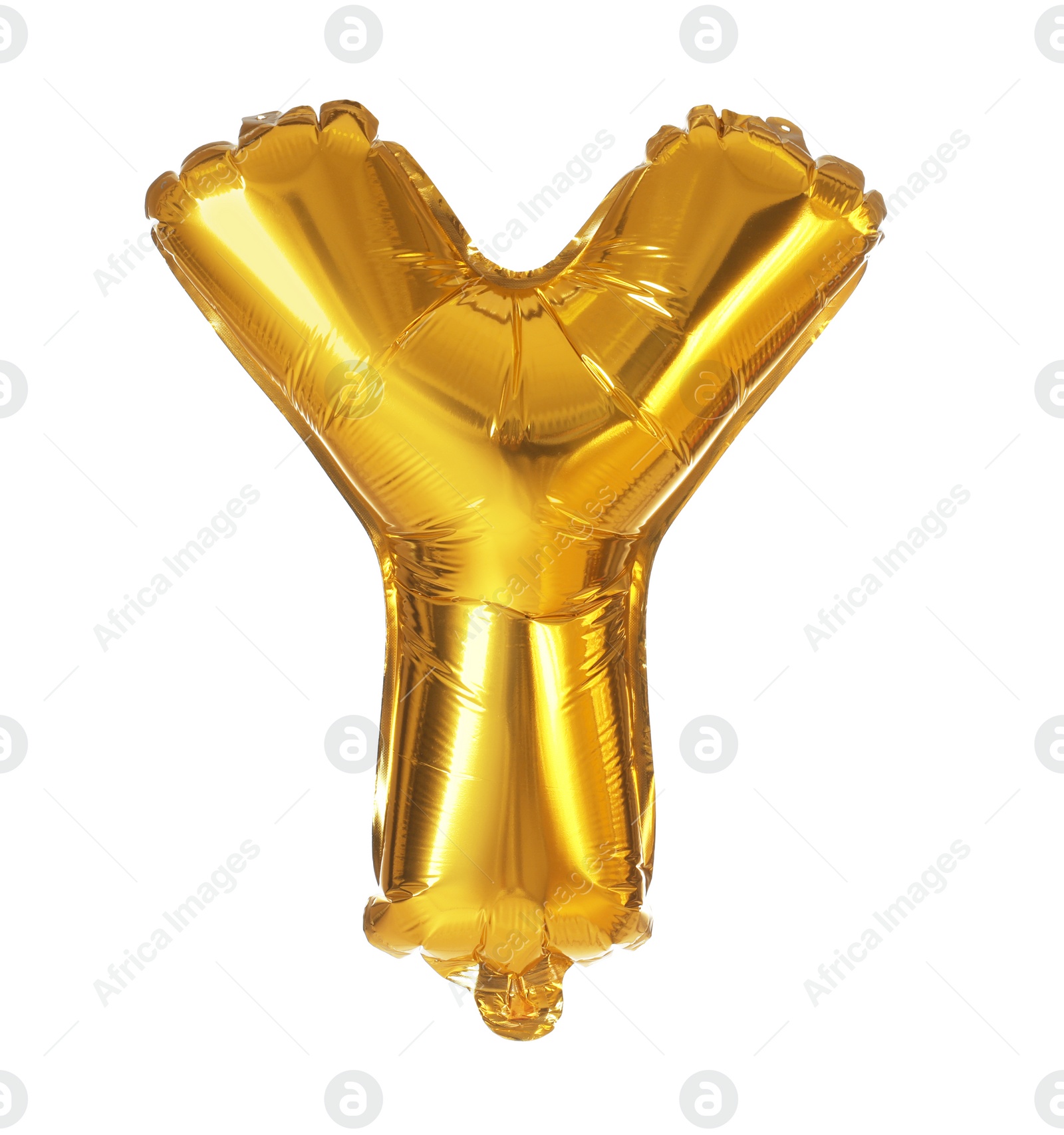 Photo of Golden letter Y balloon on white background
