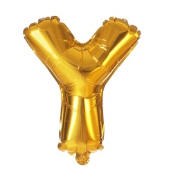 Photo of Golden letter Y balloon on white background