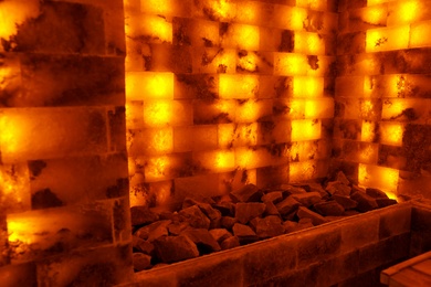 Interior of salt sauna in luxury spa center