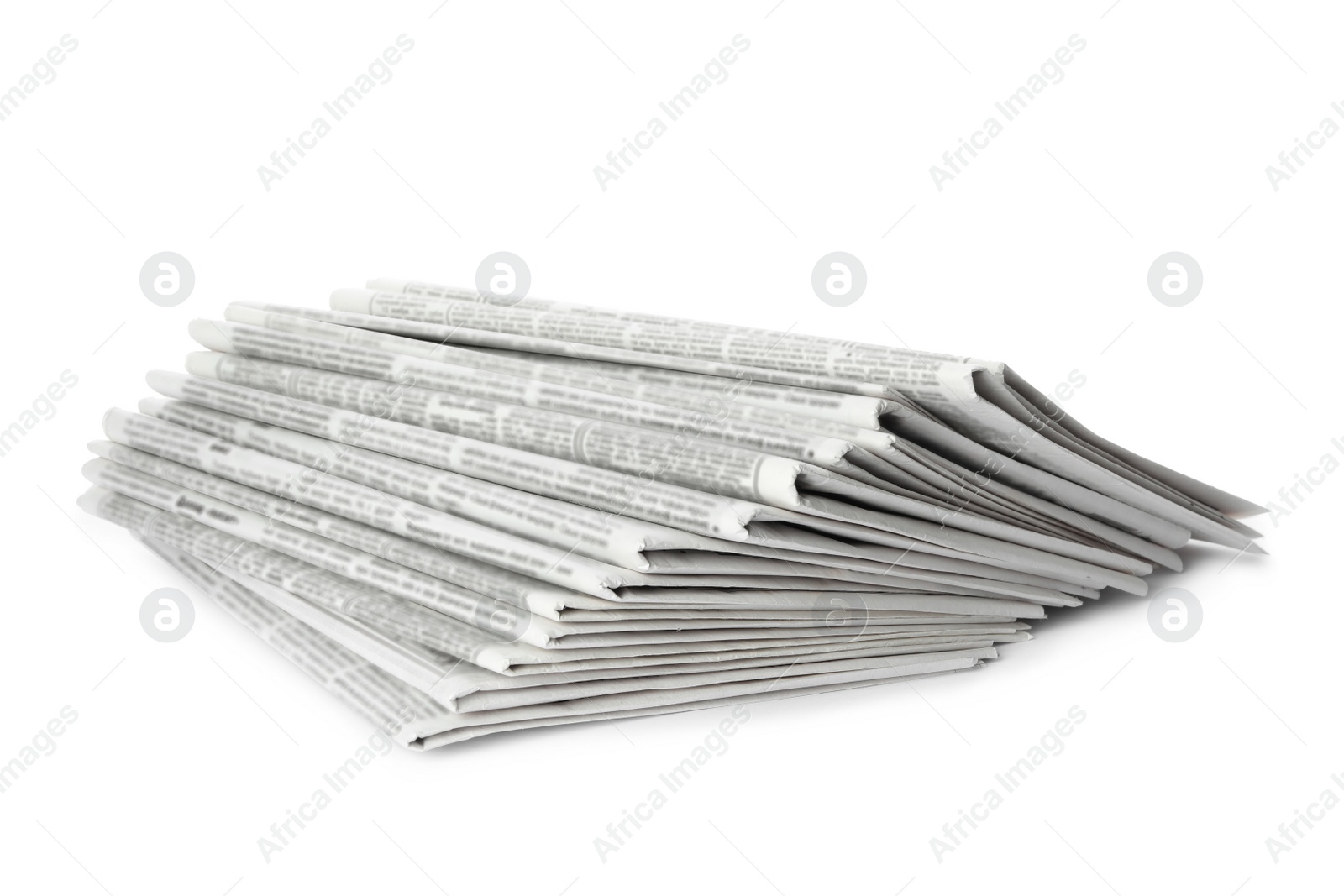 Photo of Stack of newspapers on white background. Journalist's work