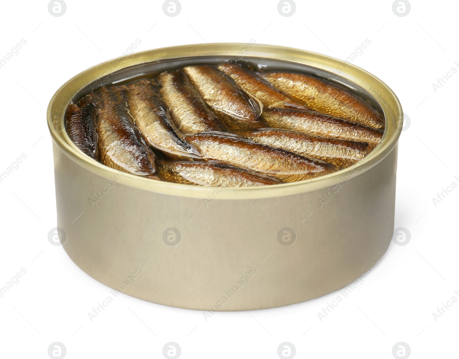 Photo of One tin can of sprats isolated on white