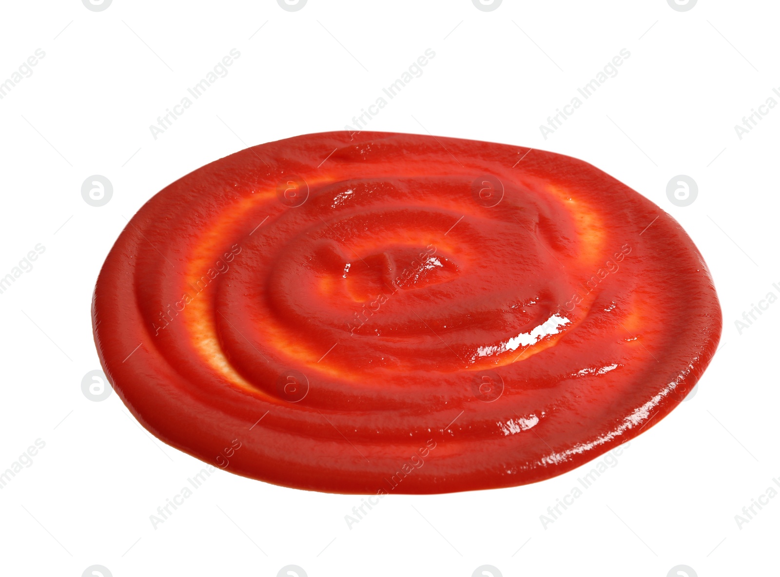 Photo of Layer of tasty tomato sauce for pizza isolated on white