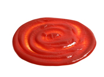 Photo of Layer of tasty tomato sauce for pizza isolated on white