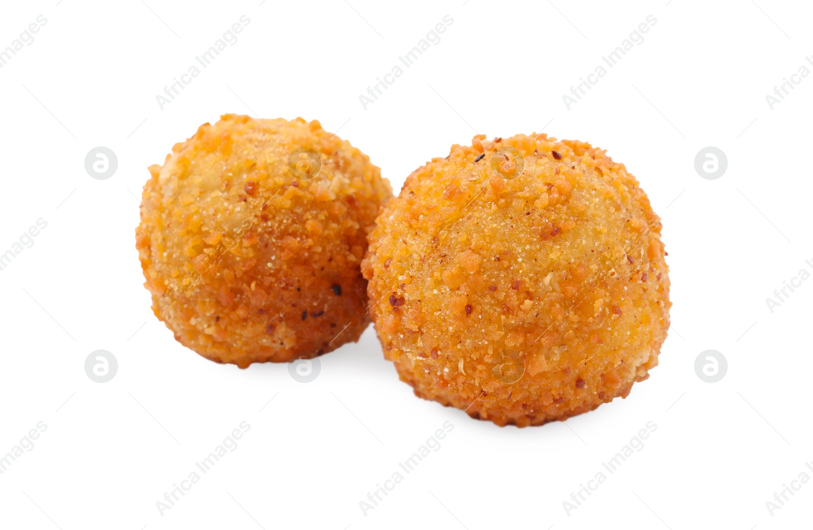 Photo of Delicious fried tofu balls on white background