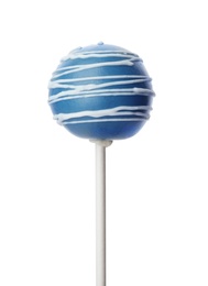 Photo of Delicious bright cake pop on white background