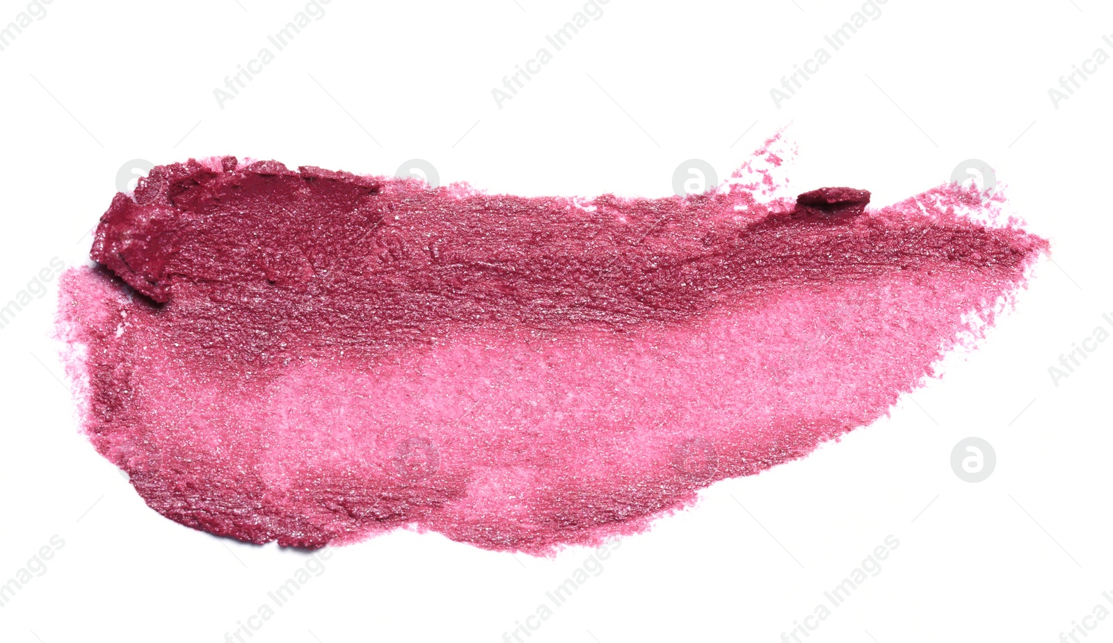 Photo of Smear of beautiful lipstick on white background, top view