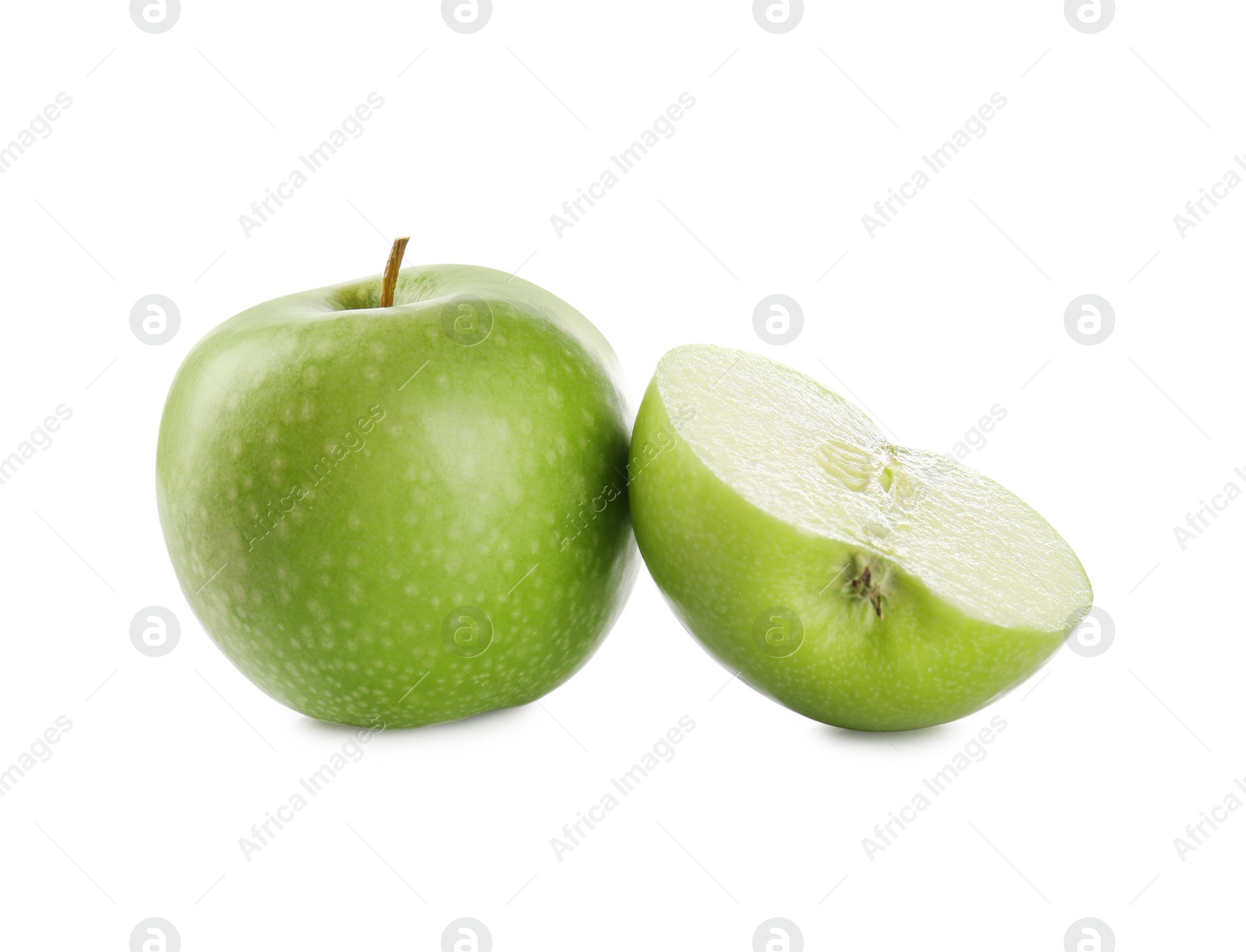 Photo of Fresh juicy green apples isolated on white