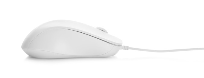 Photo of Modern wired computer mouse isolated on white