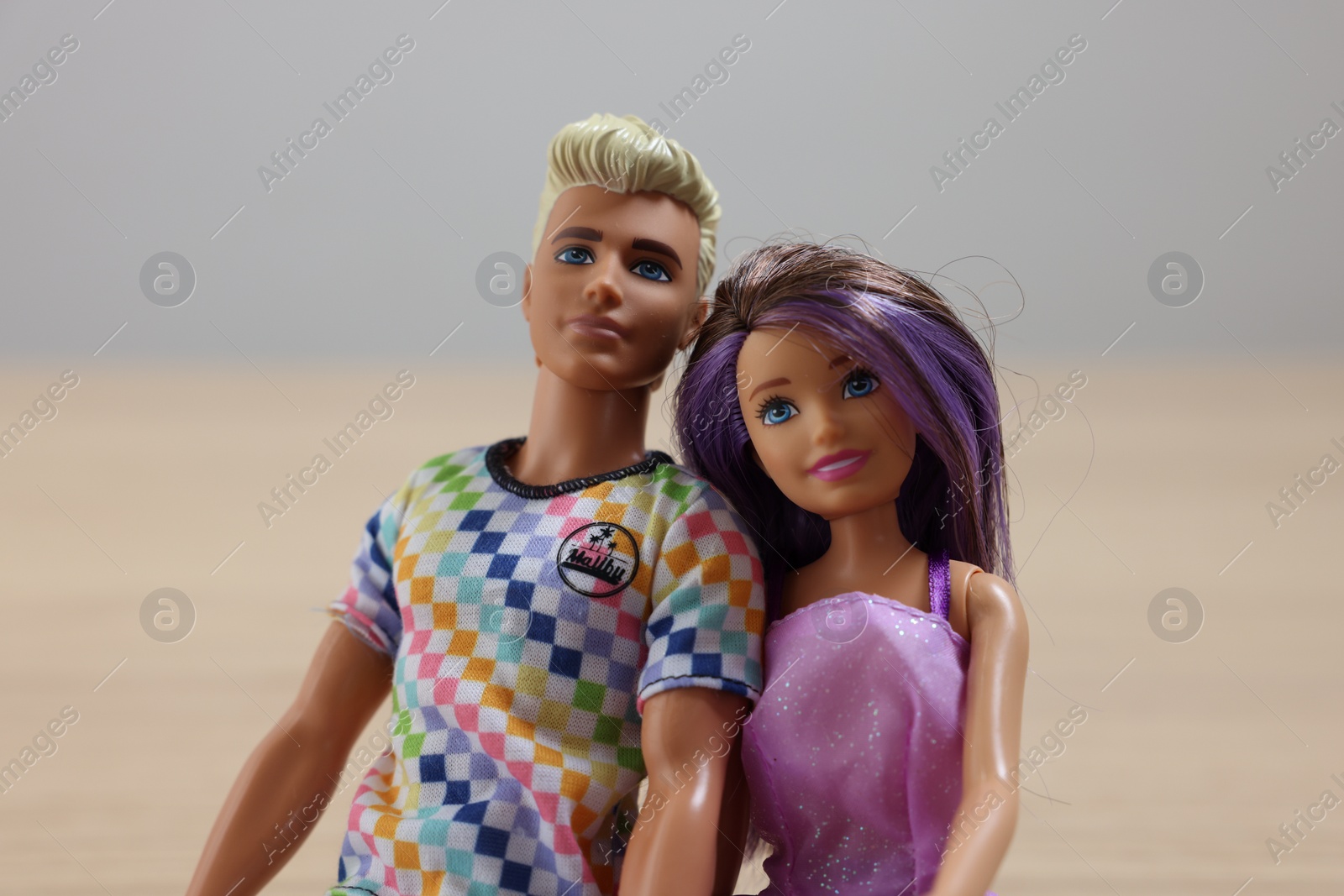 Photo of Leiden, Netherlands - September 20, 2023: Stylish Barbie and Ken dolls on blurred background