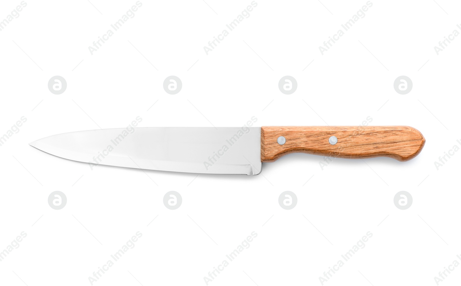 Photo of One sharp knife isolated on white, top view