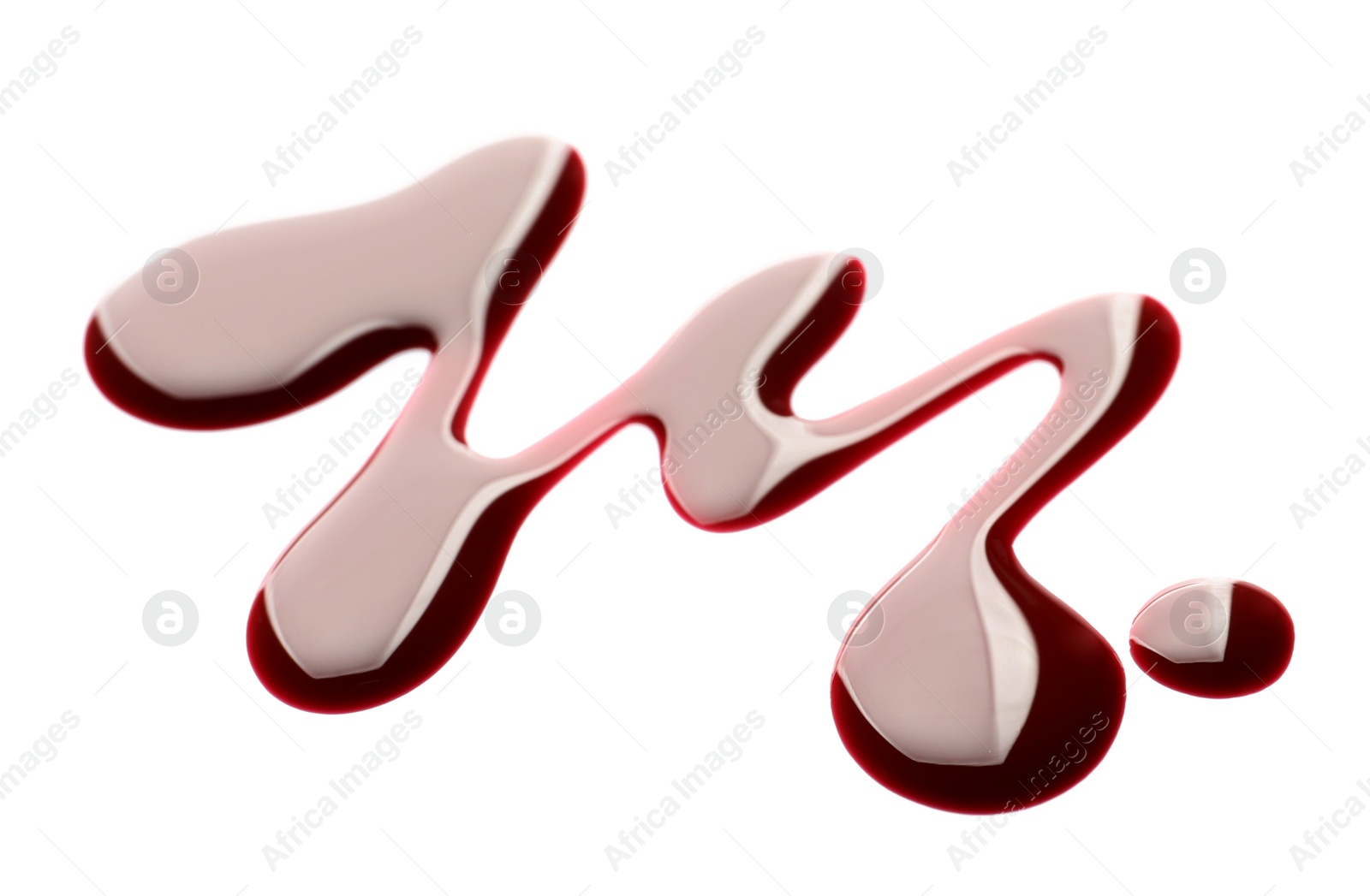 Photo of Blot of colorful nail polish on white background