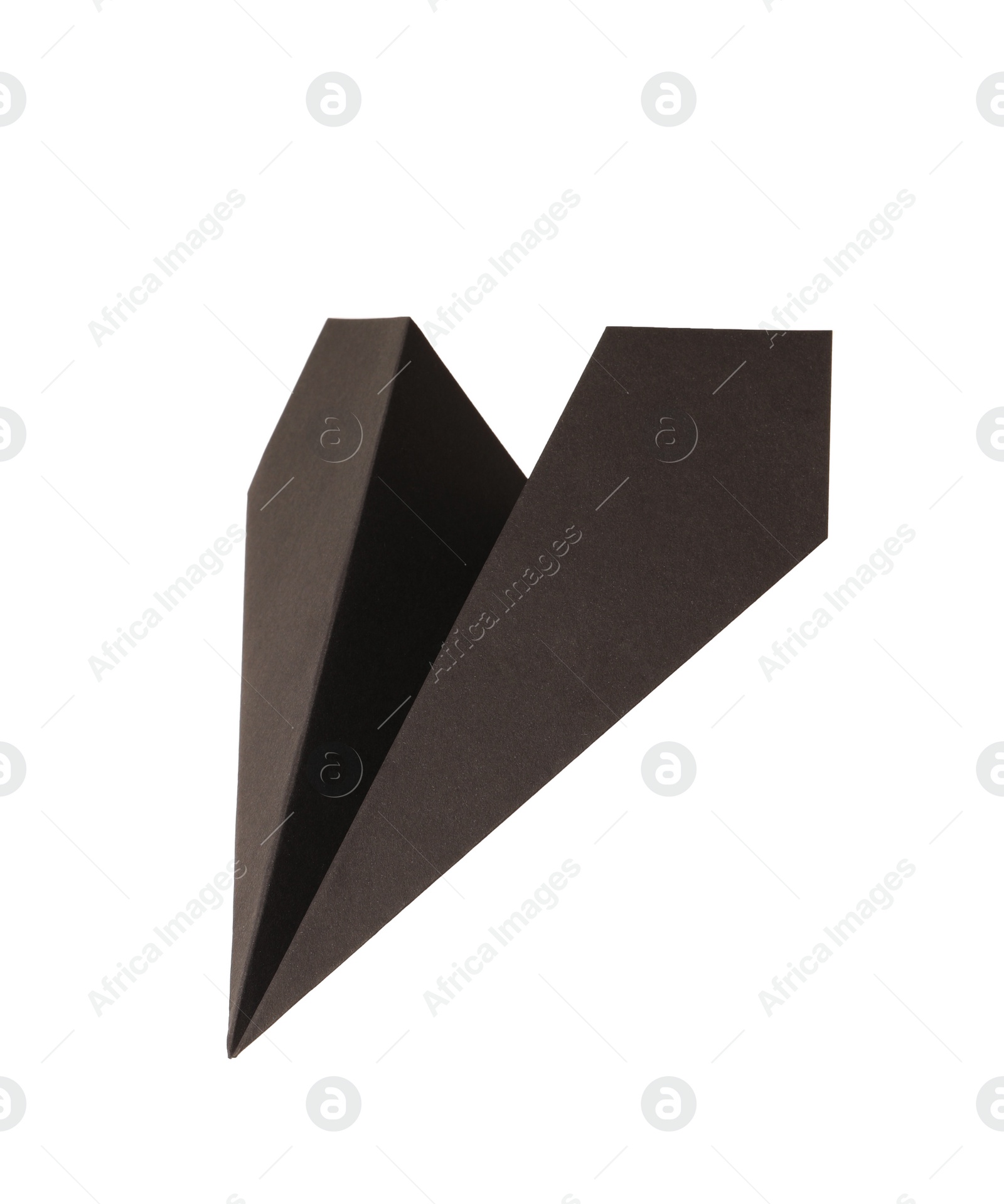 Photo of Handmade black paper plane isolated on white